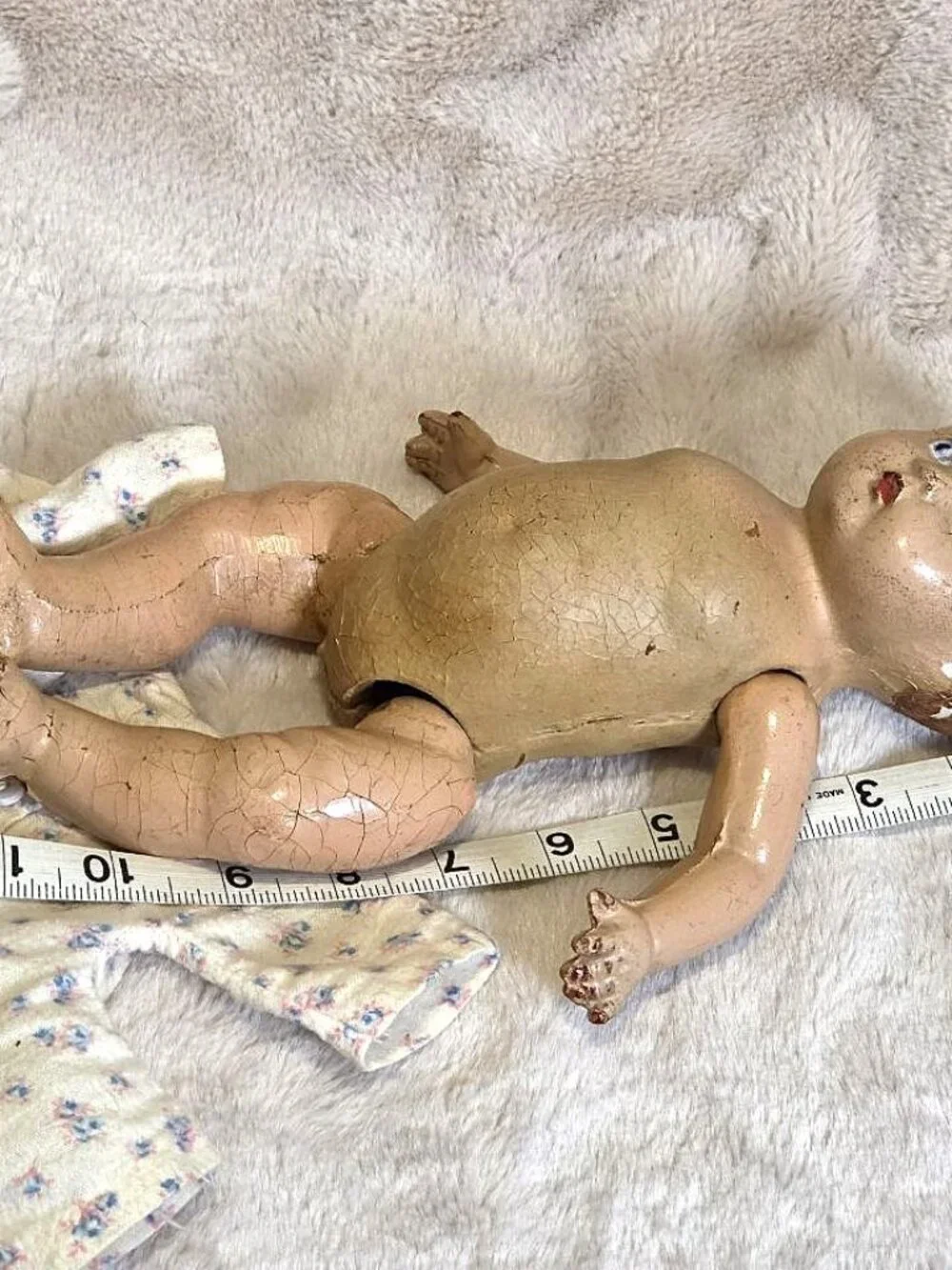 Vintage 1920s - 30s Composition Baby Doll - Unmarked - Needs Repair - #F